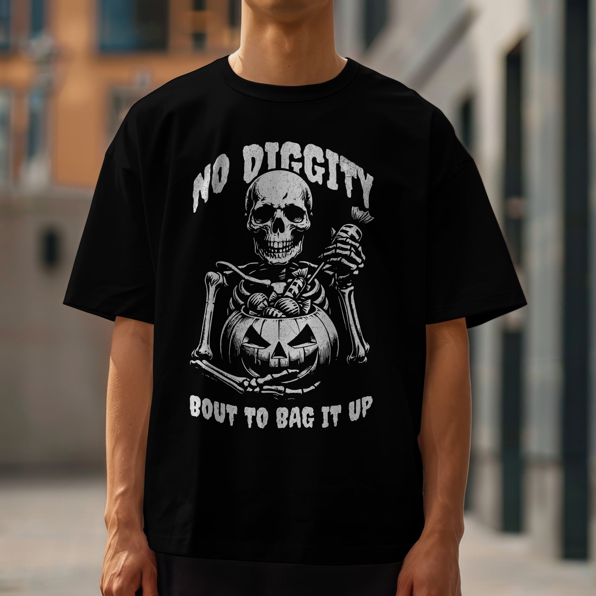 No Diggity Bout to Bag It Up Skeleton T-Shirt