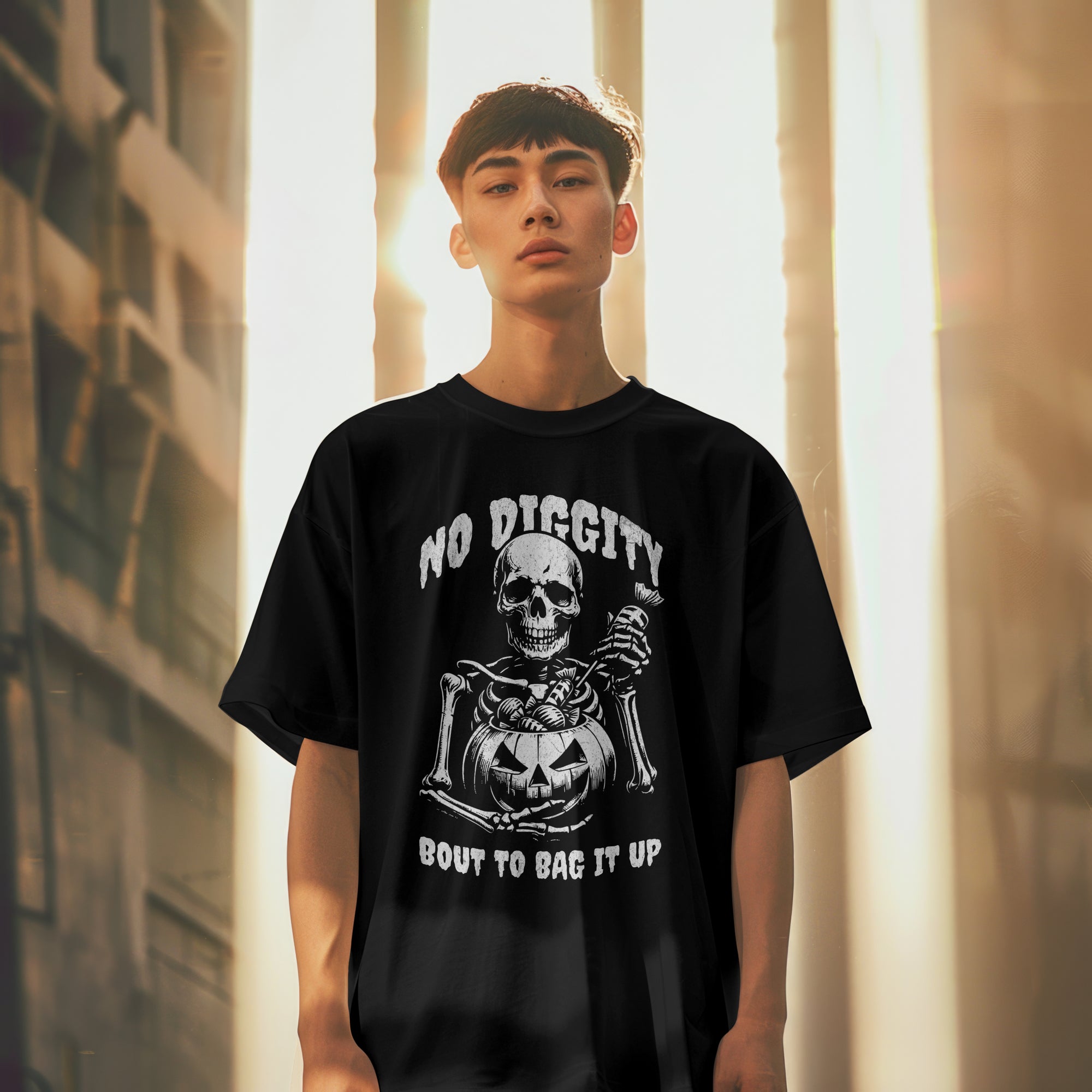 No Diggity Bout to Bag It Up Skeleton T-Shirt