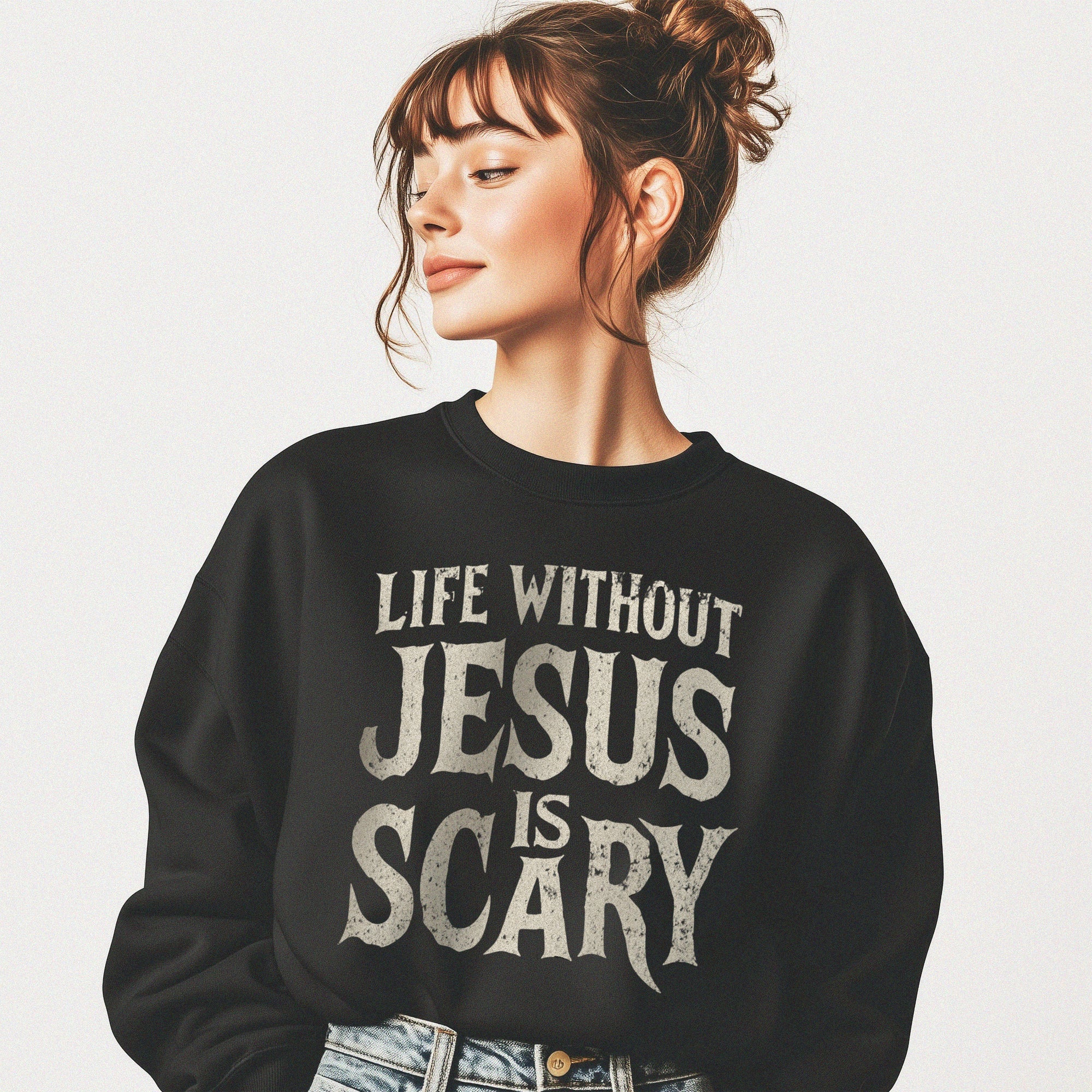 Life Without Jesus Is Scary Retro Halloween Sweatshirt