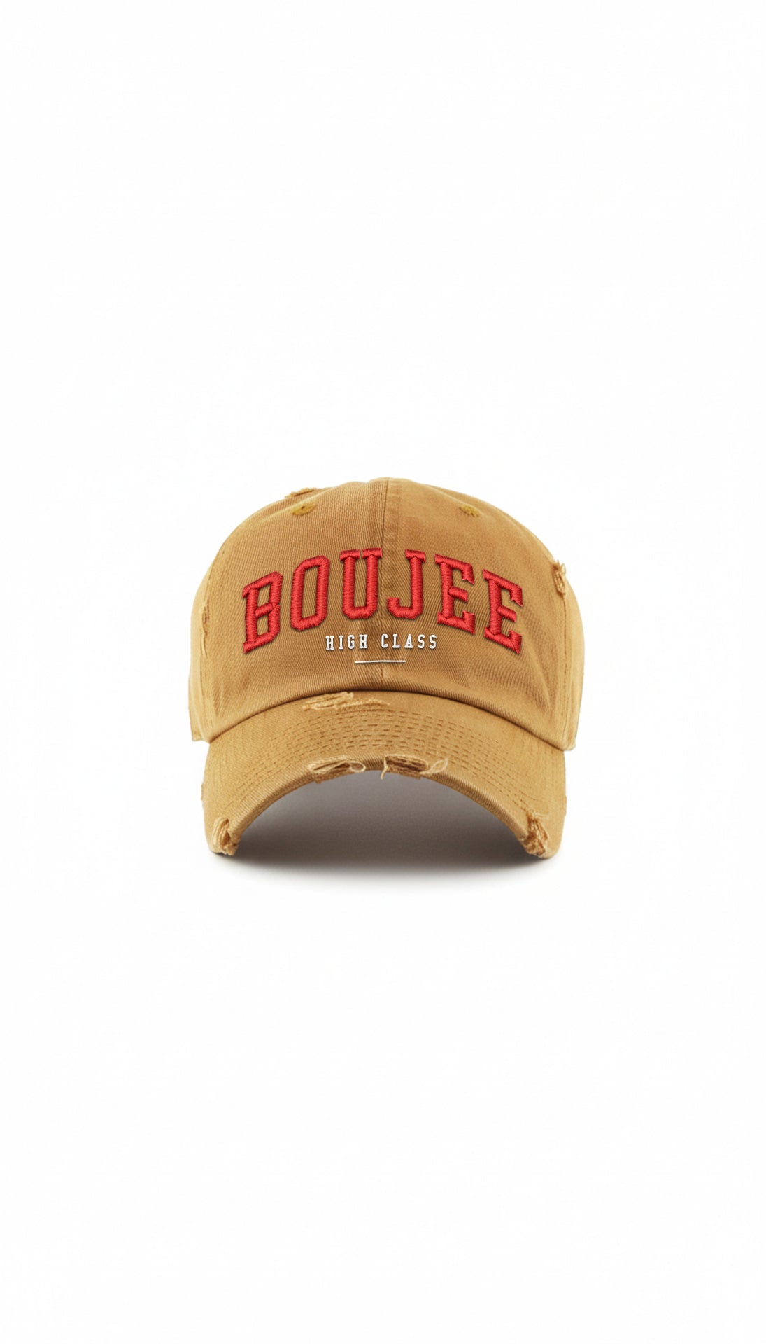 Distressed "Boujee" Dad Hat: High Class Embroidered Hat