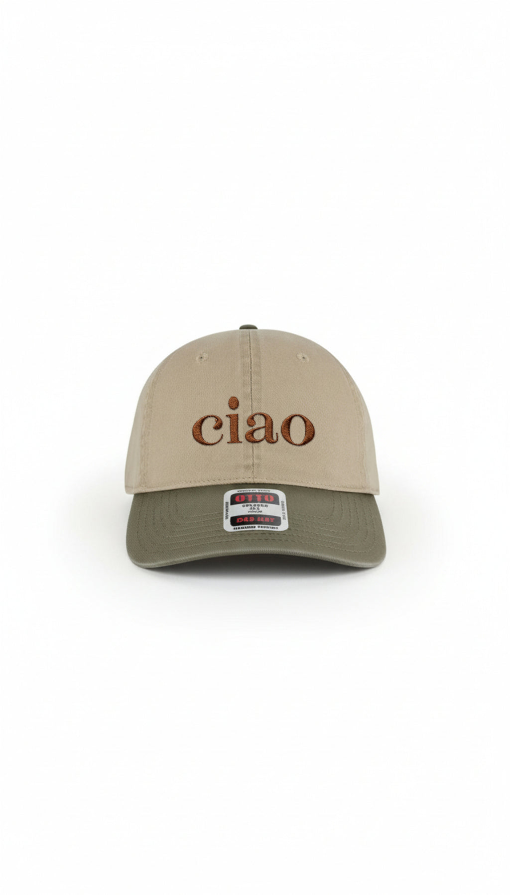 Two-Tone "Ciao" Dad Hat: Classic Embroidered Hat
