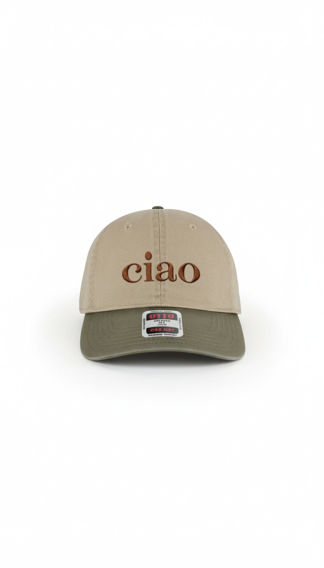 Two-Tone "Ciao" Dad Hat: Classic Embroidered Hat