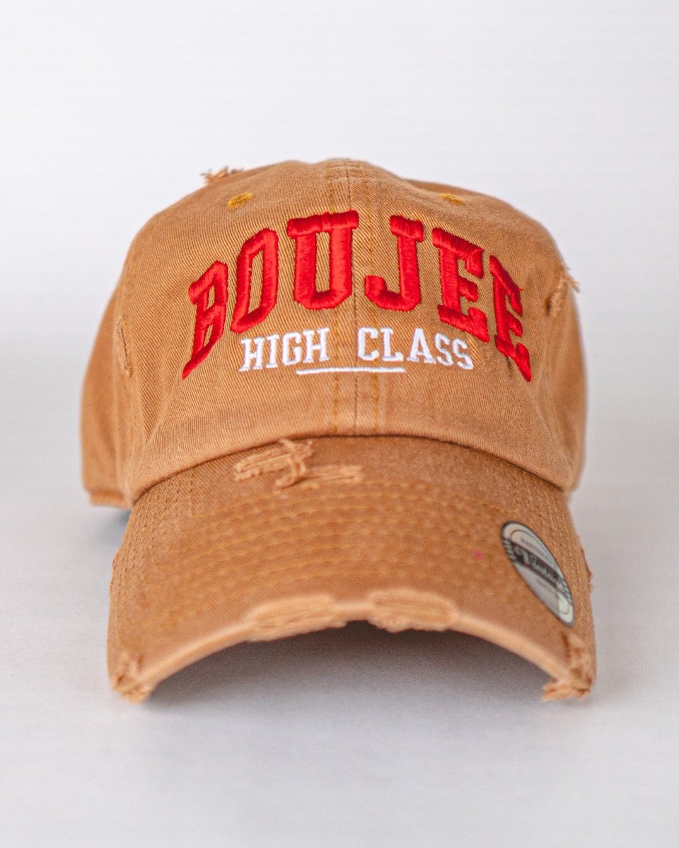 Distressed "Boujee" Dad Hat: High Class Embroidered Hat - The Cap Lovers Club