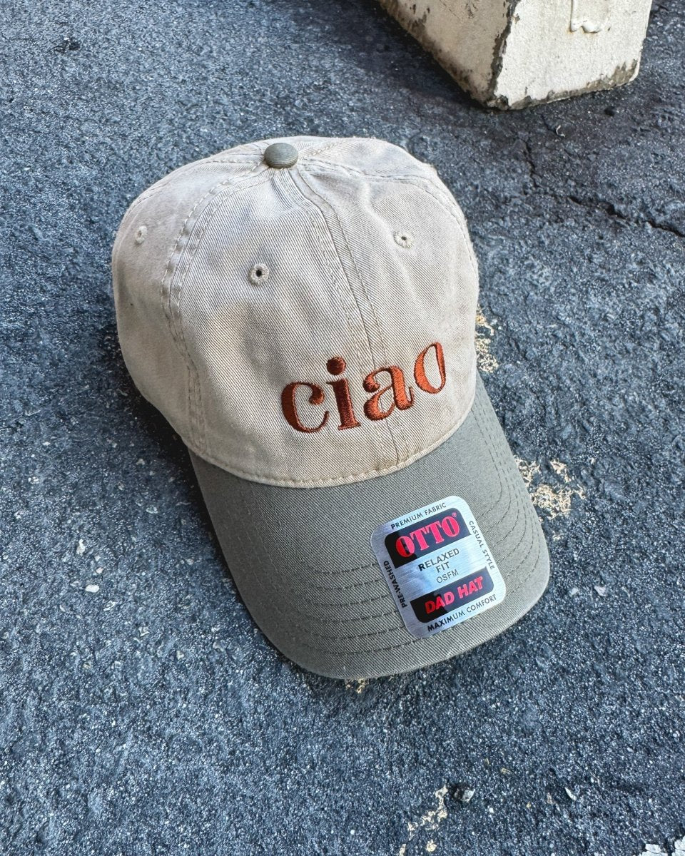 Two - Tone "Ciao" Dad Hat: Classic Embroidered Hat - The Cap Lovers Club