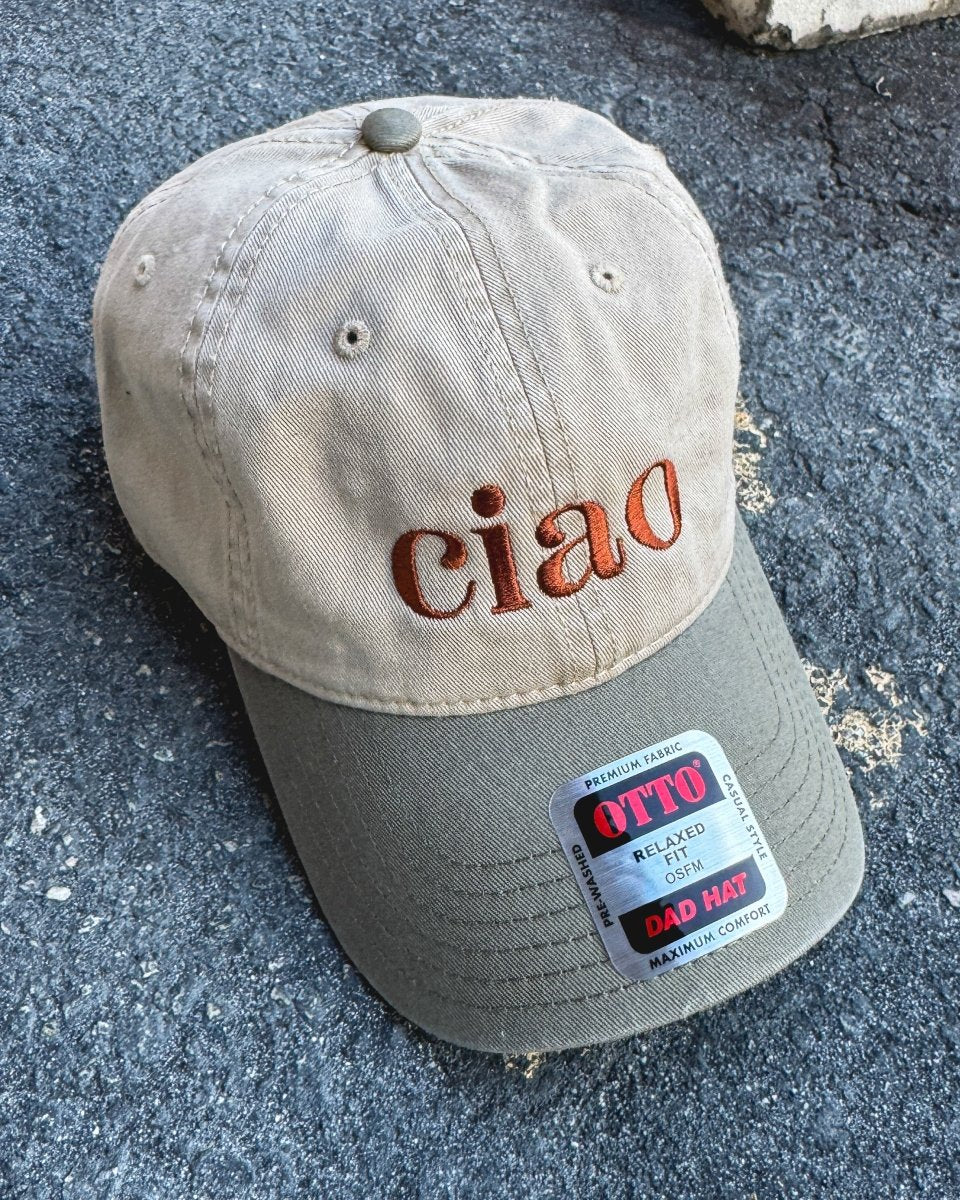 Two - Tone "Ciao" Dad Hat: Classic Embroidered Hat - The Cap Lovers Club
